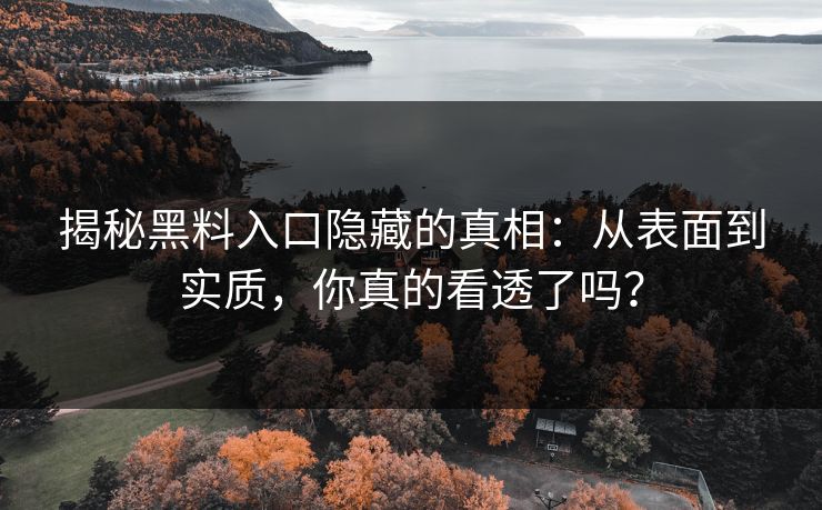 揭秘黑料入口隐藏的真相:从表面到实质,你真的看透了吗? 揭秘黑料入口隐藏的真相:从表面到实质,你真的看透了吗?